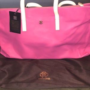 Roberto cavalli leather pink tote bag bnwt